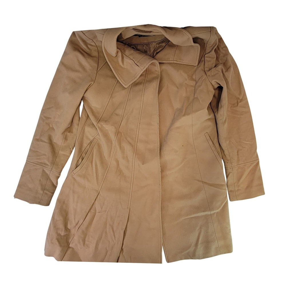George Simonton Studio Camel Wool Cashmere Blend Trench Coat Women Size 12